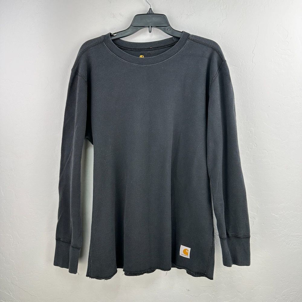Carhartt Force Thermal Tshirt Mens XL Regular‎ Black Waffle Knit Long Sleeve Tee